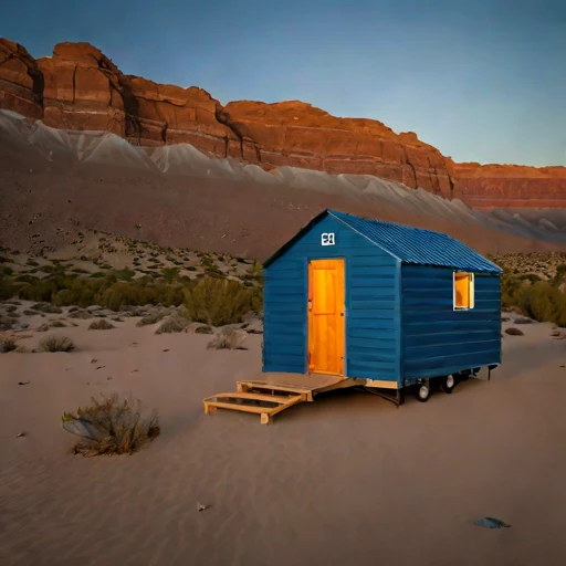 A duricrust-pad desert camp, photographed against a plain background