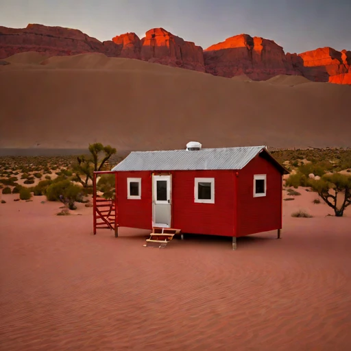 A duricrust-pad desert camp, photographed against a plain background