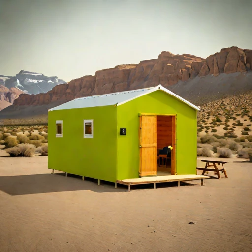 A duricrust-pad desert camp, photographed against a plain background