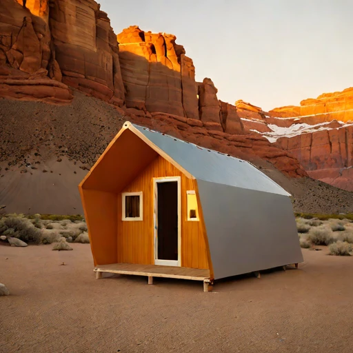 A duricrust-pad desert camp, photographed against a plain background