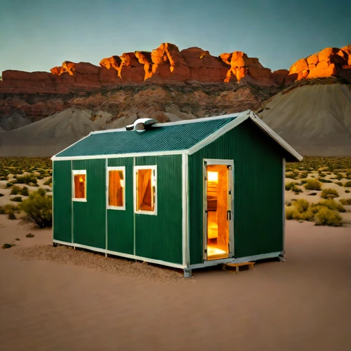 A duricrust-pad desert camp, photographed against a plain background