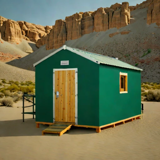 A duricrust-pad desert camp, photographed against a plain background