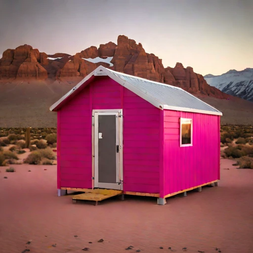 A duricrust-pad desert camp, photographed against a plain background