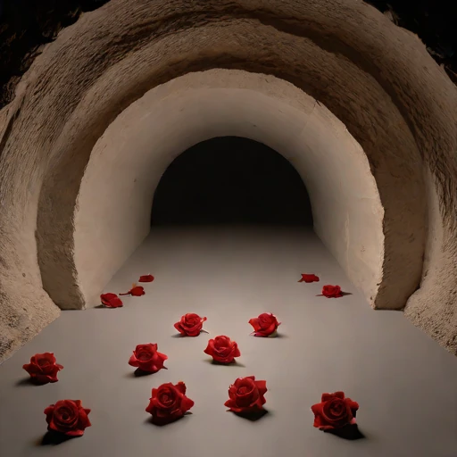 A decline-ramp storage cavern, photographed against a plain background