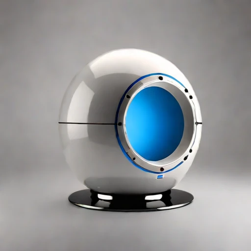 An estuarine-mud viewing capsule, photographed against a plain background