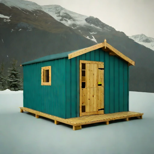 A firn-line bothy, photographed against a plain background