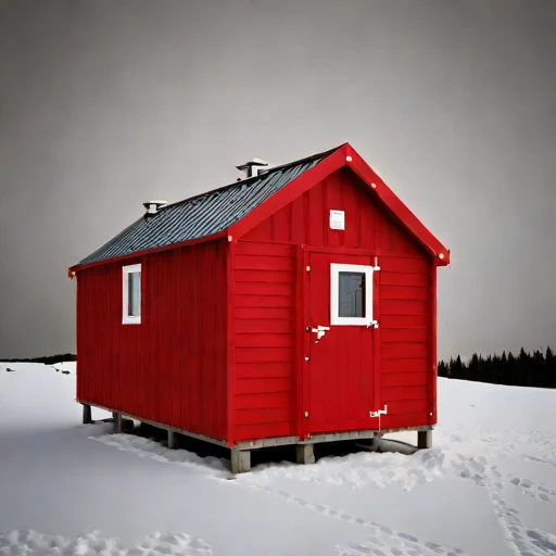 A firn-line bothy, photographed against a plain background
