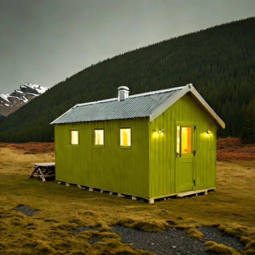 A firn-line bothy, photographed against a plain background