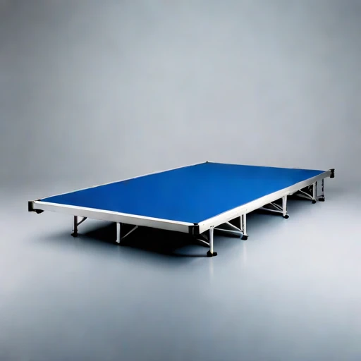 A fetch-limited pontoon stage, photographed against a plain background