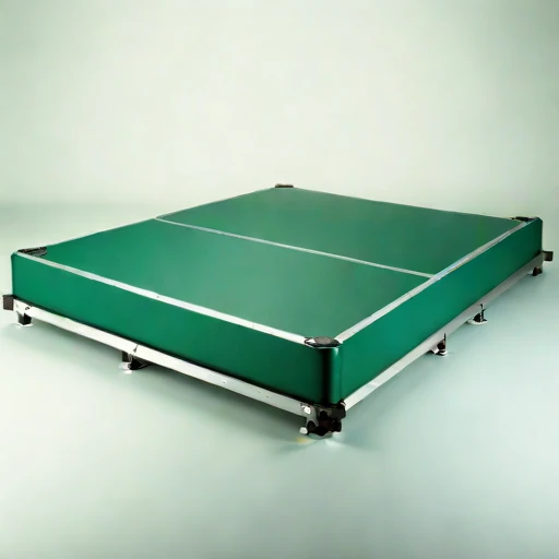 A fetch-limited pontoon stage, photographed against a plain background