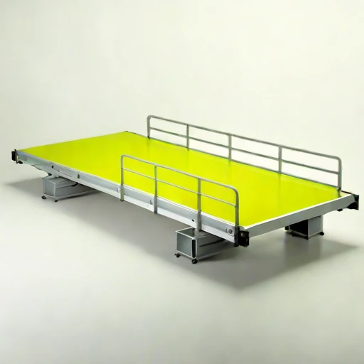 A fetch-limited pontoon stage, photographed against a plain background
