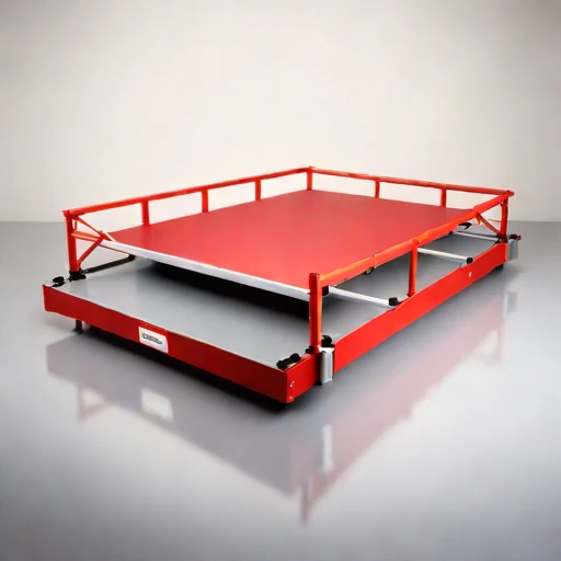 A fetch-limited pontoon stage, photographed against a plain background
