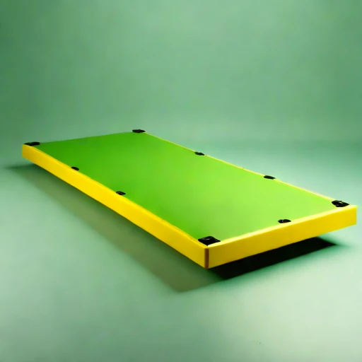A fetch-limited pontoon stage, photographed against a plain background
