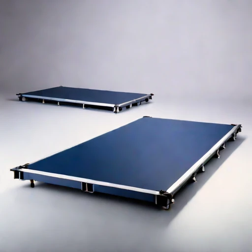 A fetch-limited pontoon stage, photographed against a plain background