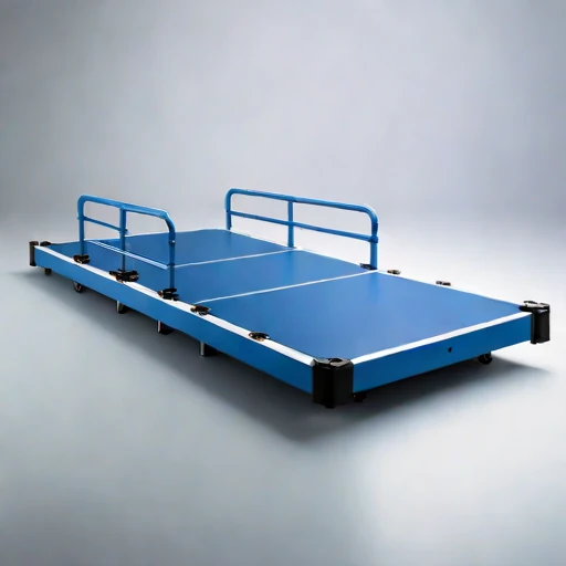 A fetch-limited pontoon stage, photographed against a plain background