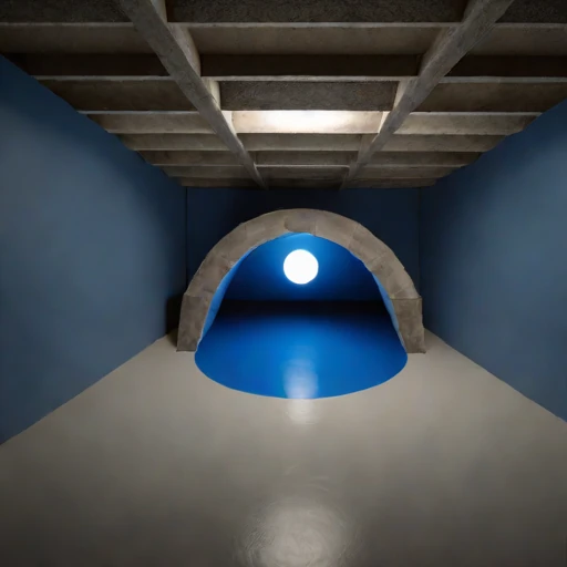 A flowstone-lined undercroft workshop, photographed against a plain background