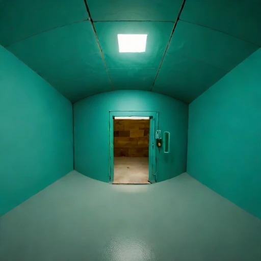 A flowstone-lined undercroft workshop, photographed against a plain background