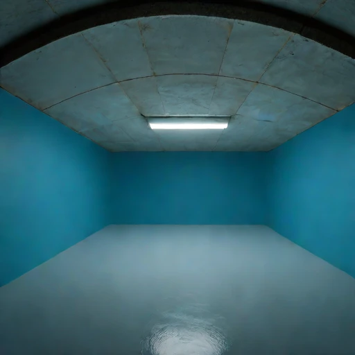 A flowstone-lined undercroft workshop, photographed against a plain background