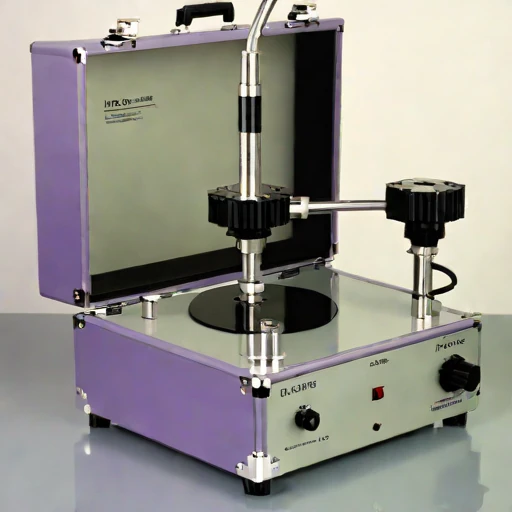 A firn-probe calibration bench, photographed against a plain background