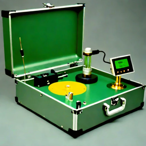 A firn-probe calibration bench, photographed against a plain background