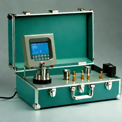 A firn-probe calibration bench, photographed against a plain background