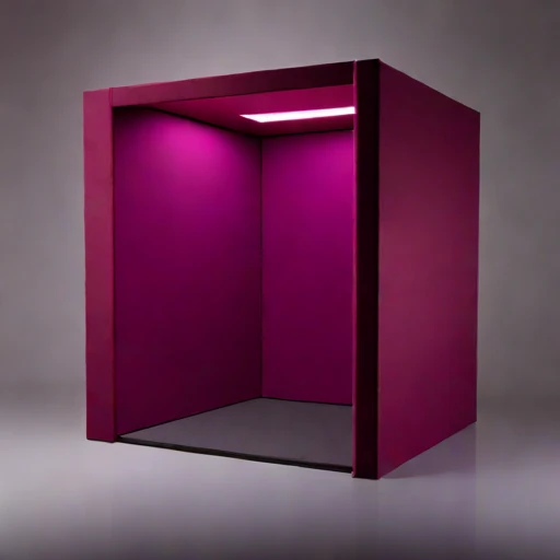 A grazing-incidence narration booth, photographed against a plain background
