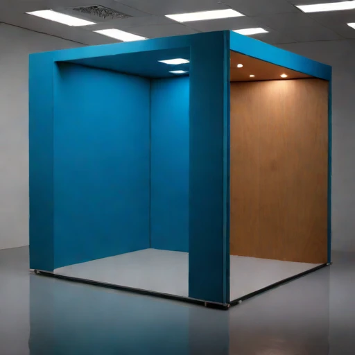 A grazing-incidence narration booth, photographed against a plain background