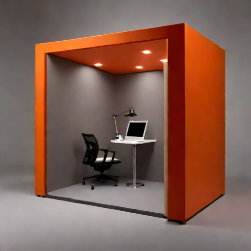 A grazing-incidence narration booth, photographed against a plain background