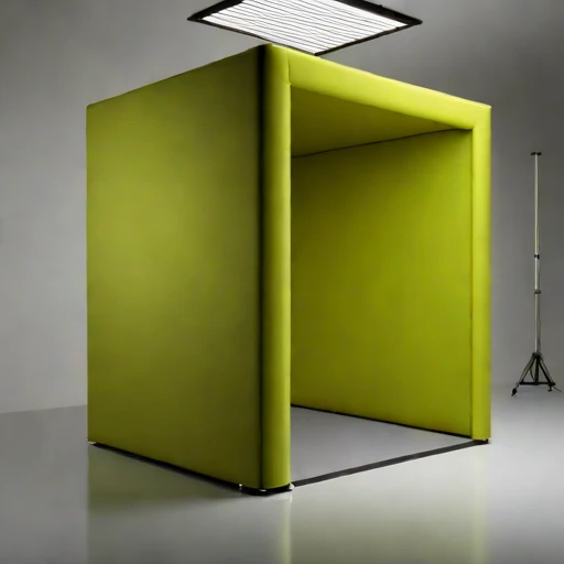 A grazing-incidence narration booth, photographed against a plain background