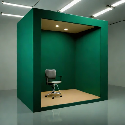 A grazing-incidence narration booth, photographed against a plain background