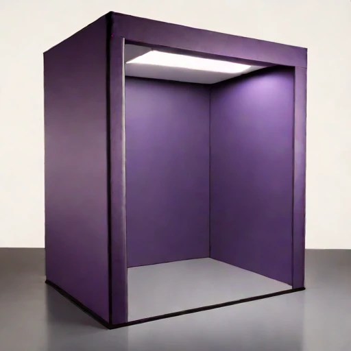 A grazing-incidence narration booth, photographed against a plain background