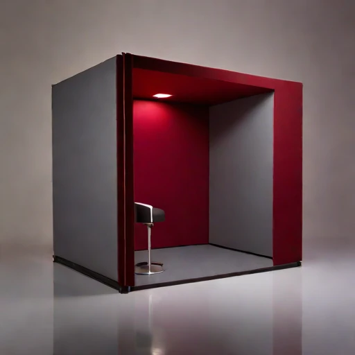 A grazing-incidence narration booth, photographed against a plain background