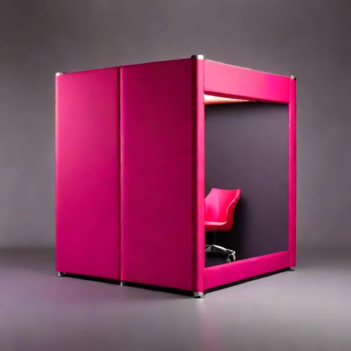 A grazing-incidence narration booth, photographed against a plain background