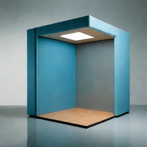 A grazing-incidence narration booth, photographed against a plain background