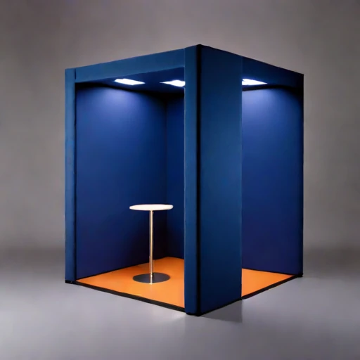 A grazing-incidence narration booth, photographed against a plain background