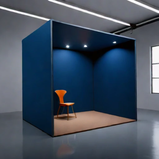 A grazing-incidence narration booth, photographed against a plain background