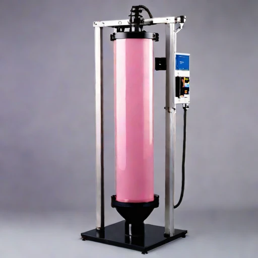 A hyporheic-flow sand column, photographed against a plain background