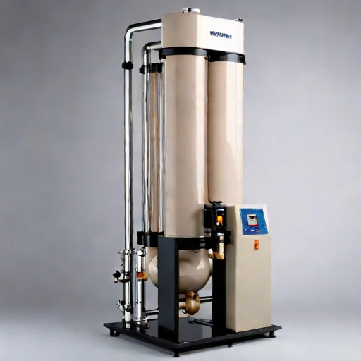 A hyporheic-flow sand column, photographed against a plain background