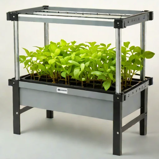 A halophyte hardening frame, photographed against a plain background