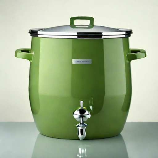 A moonmilk-lined cellar crock, photographed against a plain background