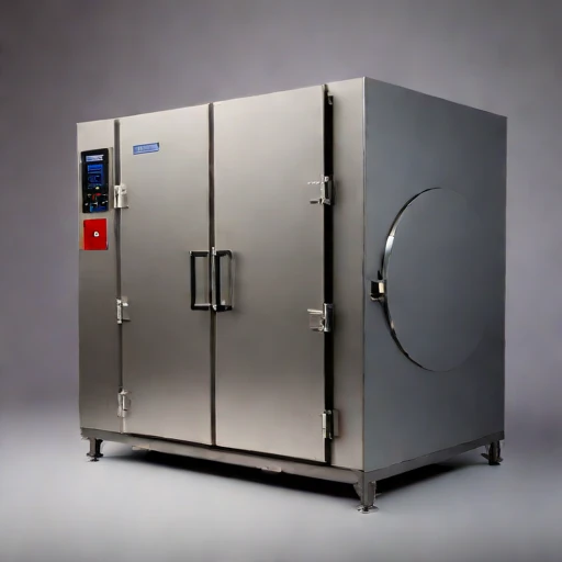 A martensitic-quench tempering furnace, photographed against a plain background
