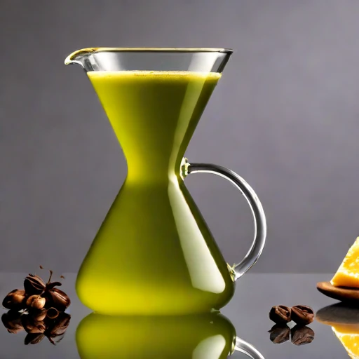 A marangoni-swirl tasting glass, photographed against a plain background