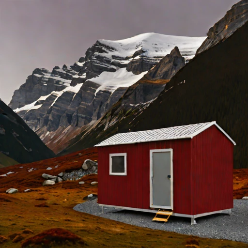 A neve-line climbing refuge, photographed against a plain background