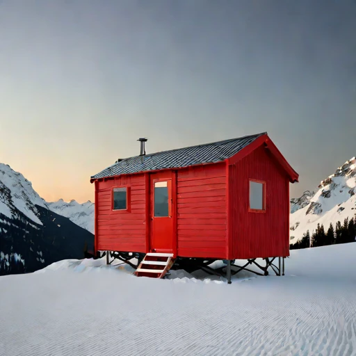 A neve-line climbing refuge, photographed against a plain background