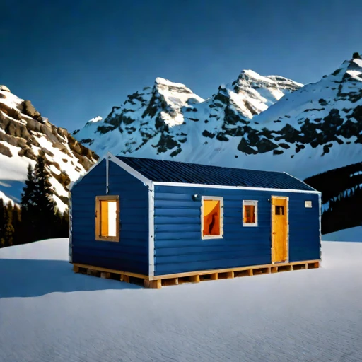 A neve-line climbing refuge, photographed against a plain background