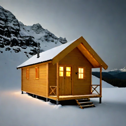A neve-line climbing refuge, photographed against a plain background