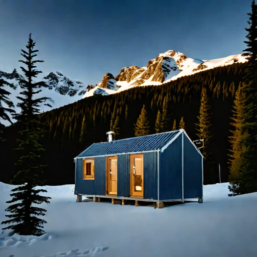 A neve-line climbing refuge, photographed against a plain background