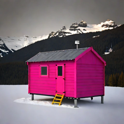 A neve-line climbing refuge, photographed against a plain background