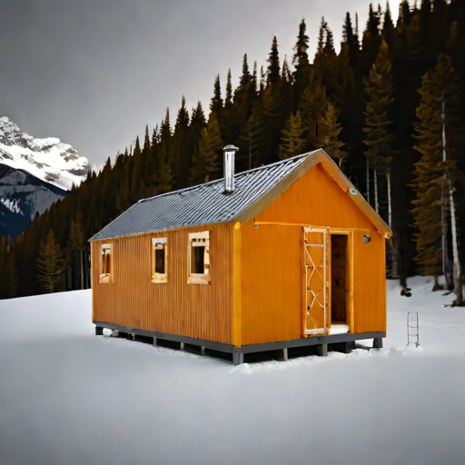 A neve-line climbing refuge, photographed against a plain background