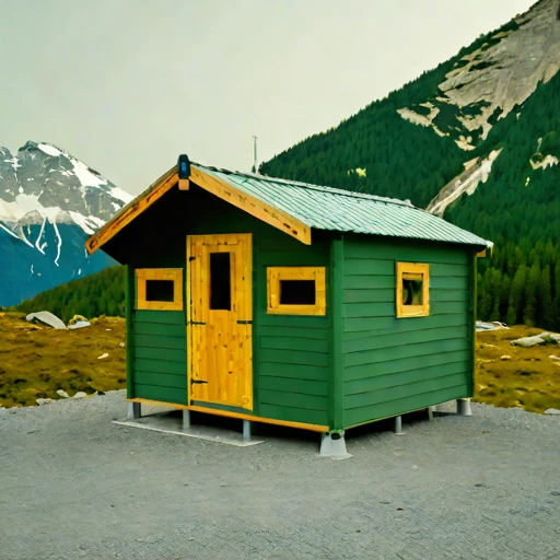A neve-line climbing refuge, photographed against a plain background